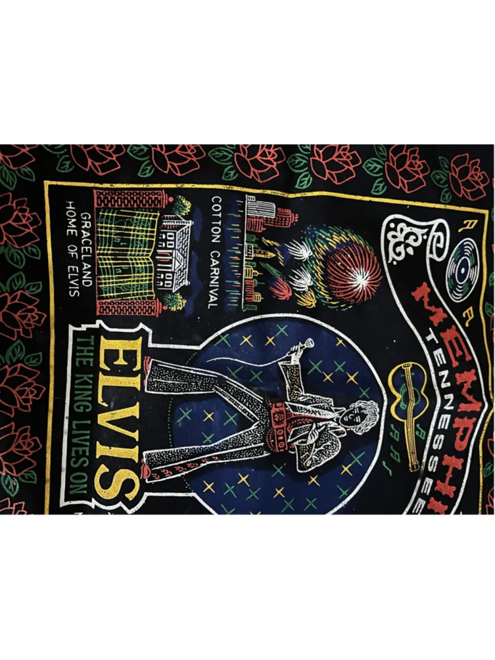ELVIS PRESLEY- ELVIS / MEMPHIS PRINTED DESIGN ON VELVET BACKGROUND PILLOW COVER